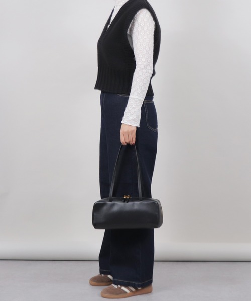LA MARGE(ラマージ)の「【LA MARGE】【500mlペットボトル収納可能】スクエア レザー ボストンバッグ(ボストンバッグ・レディース・ブラック/ダークブラウン・FREE)」の20枚目の写真