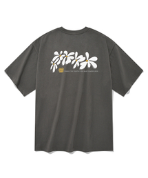 フラワリー半袖Tシャツグレー