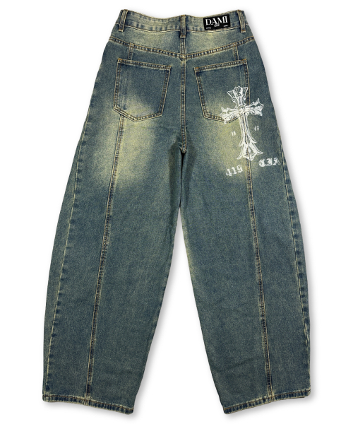 DAMISH(ダミシュ)の「クロスプリントカーブバルーンデニム_ブルー(デニムパンツ・レディース・ブルー・SMALL/MEDIUM/LARGE)」の7枚目の写真