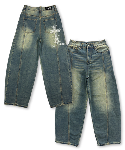 DAMISH(ダミシュ)の「クロスプリントカーブバルーンデニム_ブルー(デニムパンツ・レディース・ブルー・SMALL/MEDIUM/LARGE)」の9枚目の写真