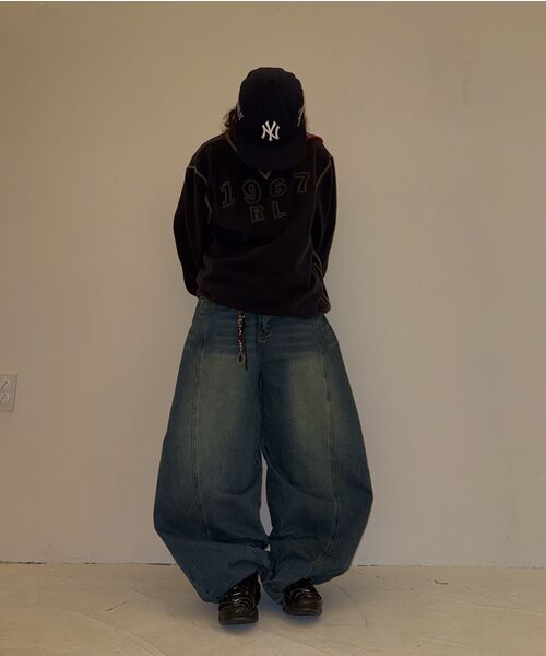DAMISH(ダミシュ)の「クロスプリントカーブバルーンデニム_ブルー(デニムパンツ・レディース・ブルー・SMALL/MEDIUM/LARGE)」の4枚目の写真