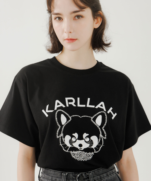 KARLLAH(カラ)の「レッサーペンダー プリント 半袖Tシャツ - ブラック(Tシャツ/カットソー・レディース・ブラック・FREE)」の1枚目の写真