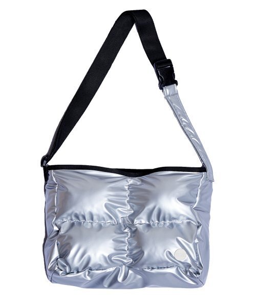 2WAY padded messenger bag_silver