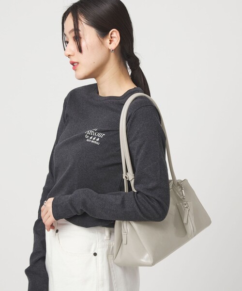 green label relaxing(グリーンレーベルリラクシング)の「ロングハンドル トートバッグ / ショルダーバッグ(ショルダーバッグ・レディース・ブラウン/ライトグレー/ブラック・FREE)」の4枚目の写真