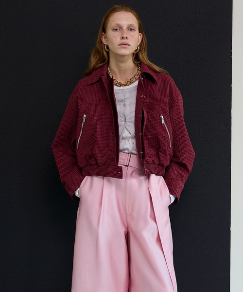 MAISON SPECIAL(メゾンスペシャル)の「Layered Check Blouson/レイヤードチェックブルゾン(ブルゾン・レディース・ホワイト/ボルドー/ネイビー・FREE)」の3枚目の写真