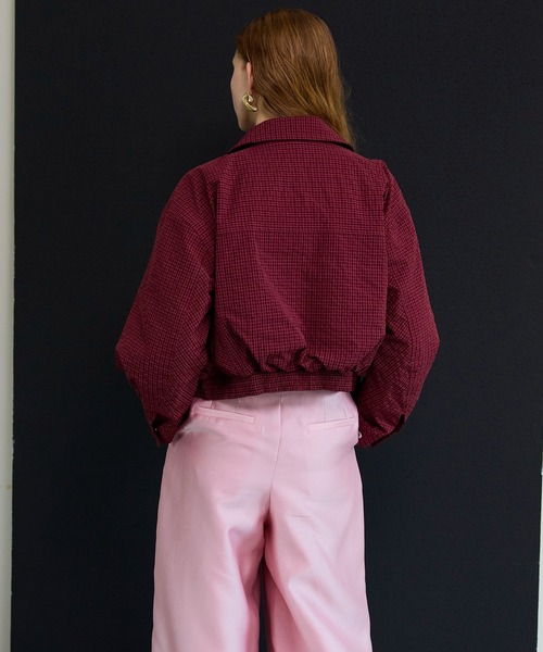MAISON SPECIAL(メゾンスペシャル)の「Layered Check Blouson/レイヤードチェックブルゾン(ブルゾン・レディース・ホワイト/ボルドー/ネイビー・FREE)」の5枚目の写真