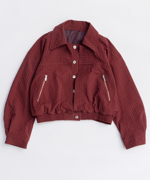 MAISON SPECIAL(メゾンスペシャル)の「Layered Check Blouson/レイヤードチェックブルゾン(ブルゾン・レディース・ホワイト/ボルドー/ネイビー・FREE)」の12枚目の写真