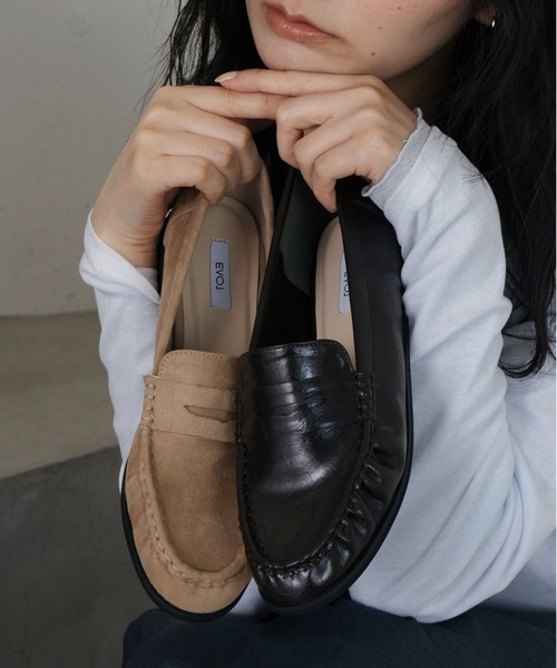 EVOL（イーボル）の「【柔らかい・ふかふか】ソフトギャザーローファー JA4009（ローファー・レディース・ベージュ/ブラック/ブラウン・22.5cm/23.0cm/23.5cm/24.0cm/24.5cm/25.0cm）」の8枚目の写真