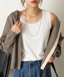 Jena espace merveilleux | 【ほんのり透けニュアンス】チュール付リブタンク(タンクトップ)