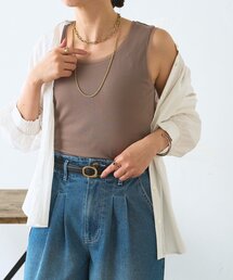 Jena espace merveilleux | 【ほんのり透けニュアンス】チュール付リブタンク(タンクトップ)