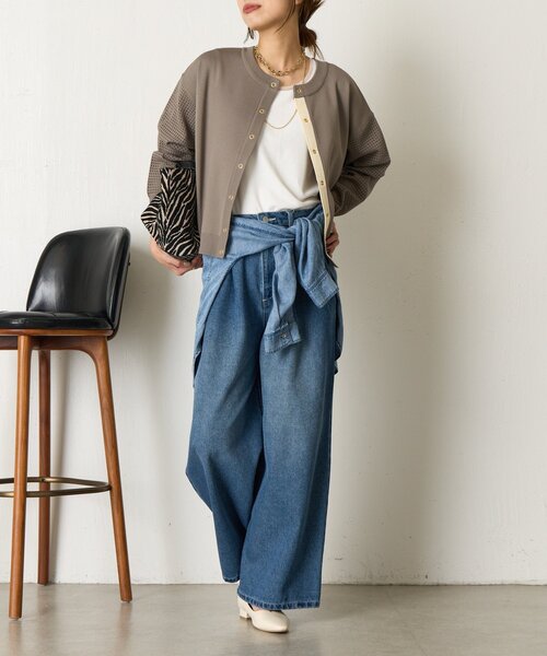 Jena espace merveilleux（ジェナ　エスパスメルヴェイユ）の「【ほんのり透けニュアンス】チュール付リブタンク（タンクトップ・レディース・オフホワイト/ブラック/グレー/モカ・FREE）」の8枚目の写真