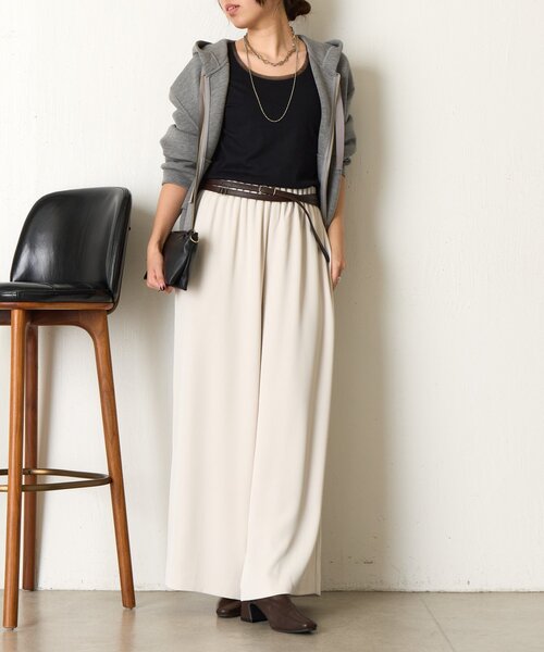 Jena espace merveilleux（ジェナ　エスパスメルヴェイユ）の「【ほんのり透けニュアンス】チュール付リブタンク（タンクトップ・レディース・オフホワイト/ブラック/グレー/モカ・FREE）」の14枚目の写真