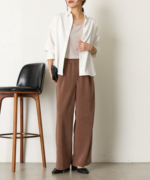 Jena espace merveilleux（ジェナ　エスパスメルヴェイユ）の「【ほんのり透けニュアンス】チュール付リブタンク（タンクトップ・レディース・オフホワイト/ブラック/グレー/モカ・FREE）」の17枚目の写真