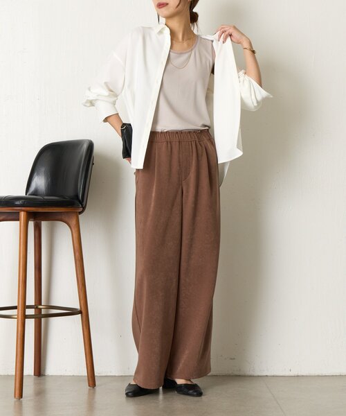 Jena espace merveilleux（ジェナ　エスパスメルヴェイユ）の「【ほんのり透けニュアンス】チュール付リブタンク（タンクトップ・レディース・オフホワイト/ブラック/グレー/モカ・FREE）」の18枚目の写真