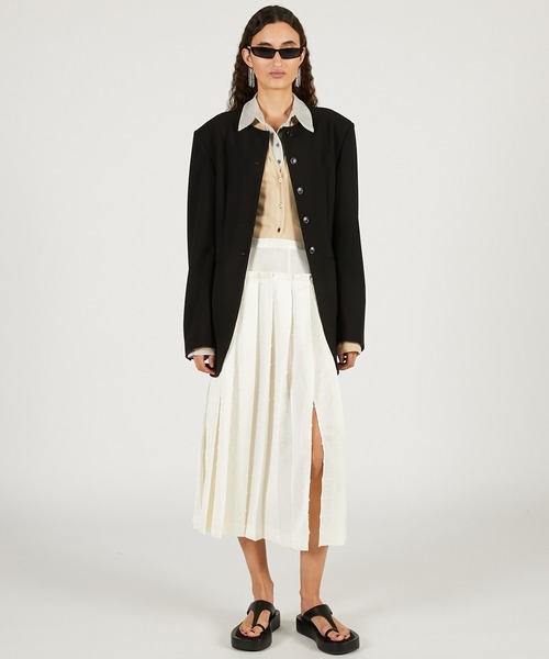 PRANK PROJECT（プランクプロジェクト）の「【2026Spring Pre-Order】ボックスプリテッドスカート / Box Pleated Skirt（スカート・レディース・ブラック/ホワイト・36/38）」の3枚目の写真