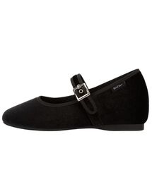 DIFFERSHOE（ディファーシュー）の「Belin Square Fleece Mary Jane 5cm [Winter Black]（バレエシューズ・レディース）」