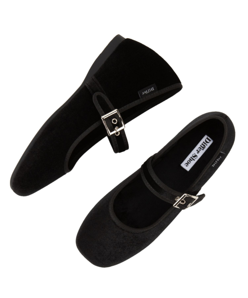 DIFFERSHOE（ディファーシュー）の「ベルリン スクエア 裏起毛 メリージェーン 5CM [ウィンターブラック]（バレエシューズ・レディース・ブラック・24cm/24.5cm/25cm/22.5cm/23cm/23.5cm）」の5枚目の写真