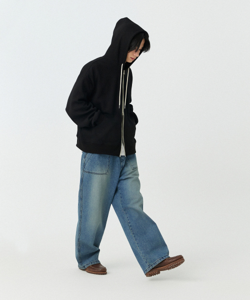 STENDS（ステンズ）の「[M~4XL] ワッフルツーウェイフードジップアップ_ブラック（パーカー・メンズ・その他・MEDIUM/LARGE/XX-LARGE/XXX-LARGE/XXXX-LARGE/X-LARGE）」の4枚目の写真