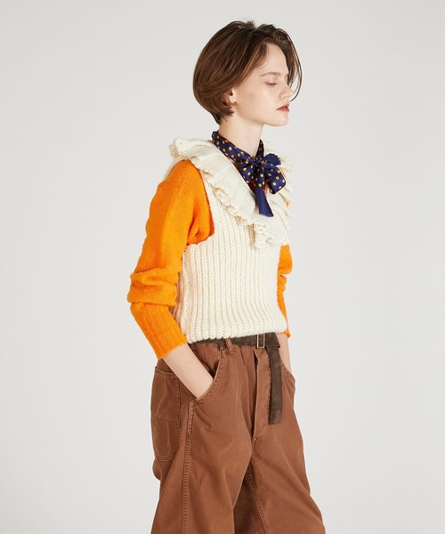 セール】【crinkle crinkle crinkle】hand knit ruffle vest/ハンド