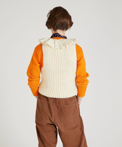 セール】【crinkle crinkle crinkle】hand knit ruffle vest/ハンド