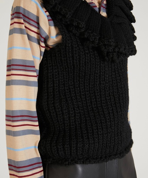 crinkle crinkle crinkle ニットベスト ネパール　ウール セール】【crinkle crinkle crinkle】hand knit ruffle vest/ハンド