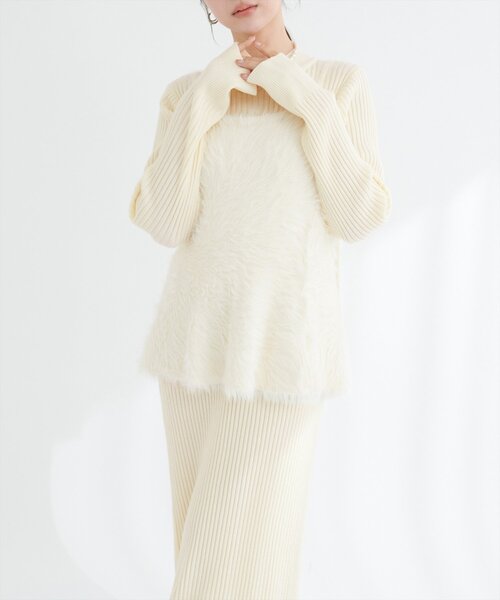 natural couture(ナチュラルクチュール)の「バックリボンペプラムビスチェ+ニットワンピース(ワンピース・レディース・モカ/アイボリー/ブラック・MEDIUM/LARGE)」の17枚目の写真