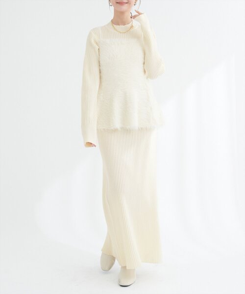 natural couture(ナチュラルクチュール)の「バックリボンペプラムビスチェ+ニットワンピース(ワンピース・レディース・モカ/アイボリー/ブラック・MEDIUM/LARGE)」の18枚目の写真