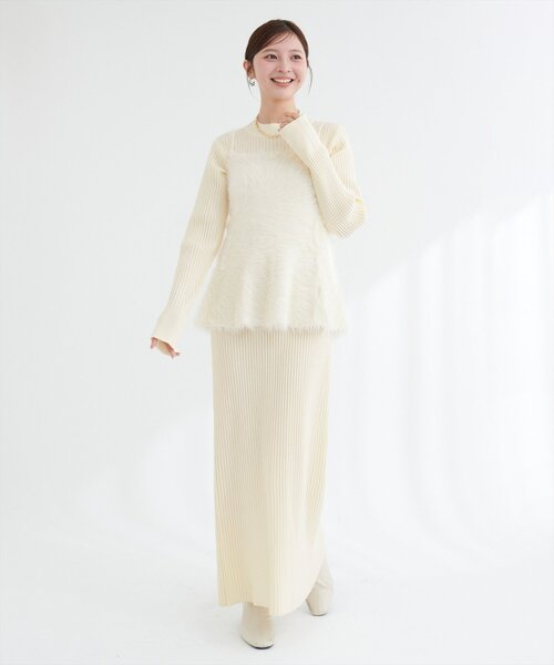 natural couture(ナチュラルクチュール)の「バックリボンペプラムビスチェ+ニットワンピース(ワンピース・レディース・モカ/アイボリー/ブラック・MEDIUM/LARGE)」の19枚目の写真