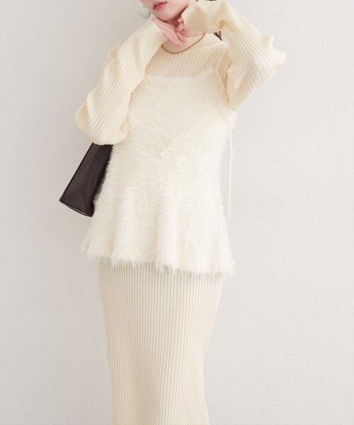 natural couture(ナチュラルクチュール)の「バックリボンペプラムビスチェ+ニットワンピース(ワンピース・レディース・モカ/アイボリー/ブラック・MEDIUM/LARGE)」の22枚目の写真
