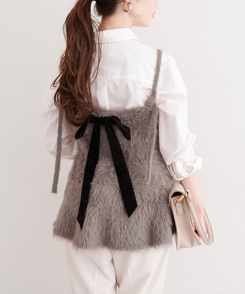 natural couture(ナチュラルクチュール)の「バックリボンペプラムビスチェ+ニットワンピース(ワンピース・レディース・モカ/アイボリー/ブラック・MEDIUM/LARGE)」の11枚目の写真