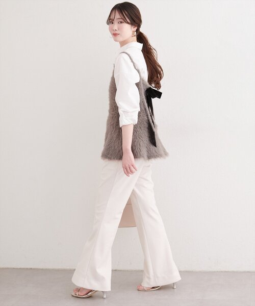 natural couture(ナチュラルクチュール)の「バックリボンペプラムビスチェ+ニットワンピース(ワンピース・レディース・モカ/アイボリー/ブラック・MEDIUM/LARGE)」の14枚目の写真