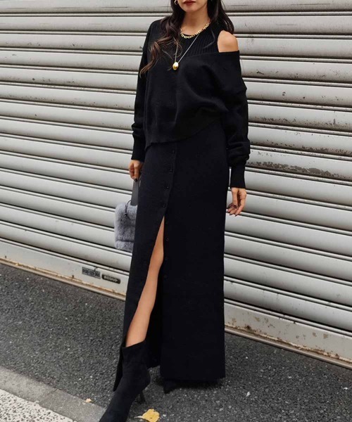 esutoreja（エストレジャ）の「タンクレイヤードVネックニット（ニット/セーター・レディース・ブラック/アイボリー/グレー・FREE）」の11枚目の写真