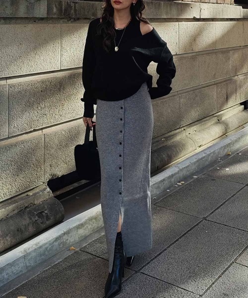 esutoreja（エストレジャ）の「タンクレイヤードVネックニット（ニット/セーター・レディース・ブラック/アイボリー/グレー・FREE）」の12枚目の写真