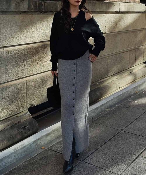 esutoreja（エストレジャ）の「タンクレイヤードVネックニット（ニット/セーター・レディース・ブラック/アイボリー/グレー・FREE）」の13枚目の写真