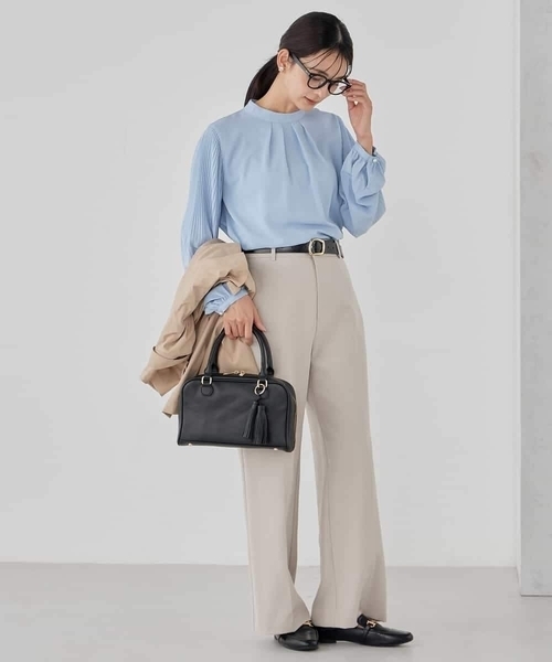a.v.v（アーヴェヴェ）の「【洗える/ストレッチ/セットアップ対応】ダブルクロスストレートパンツ（その他パンツ・レディース・ネイビー/グレー系その他/ブラック・36/40/38/42/34）」の6枚目の写真