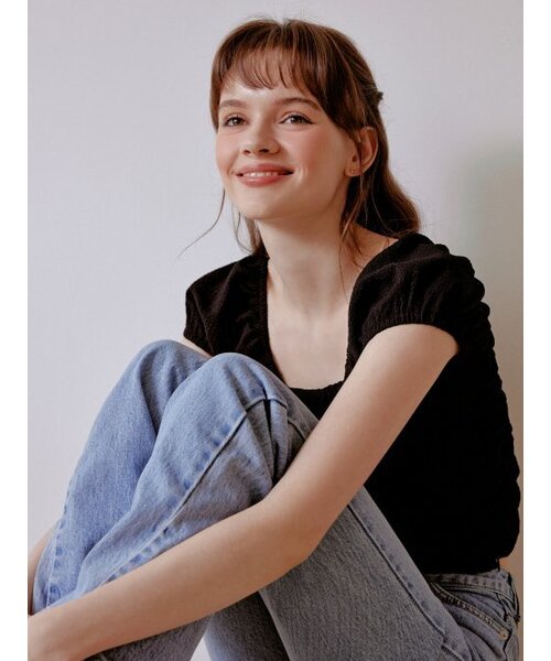 RE_L(リエル)の「Puffy shirring blouse (black)(シャツ/ブラウス・レディース・その他・FREE)」の2枚目の写真