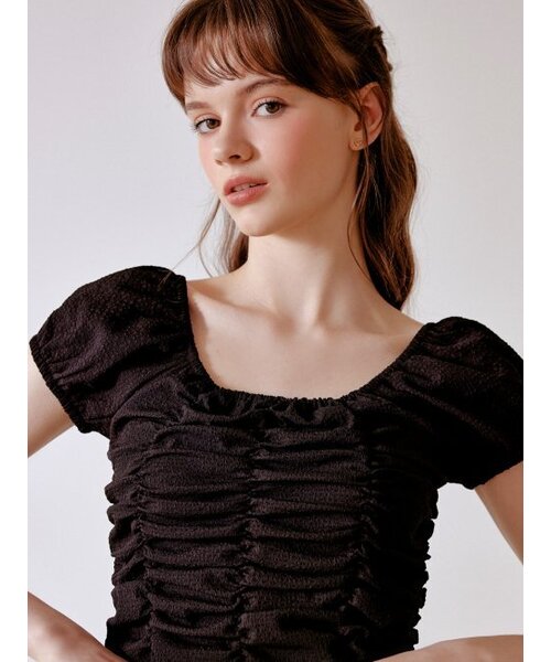 RE_L(リエル)の「Puffy shirring blouse (black)(シャツ/ブラウス・レディース・その他・FREE)」の3枚目の写真