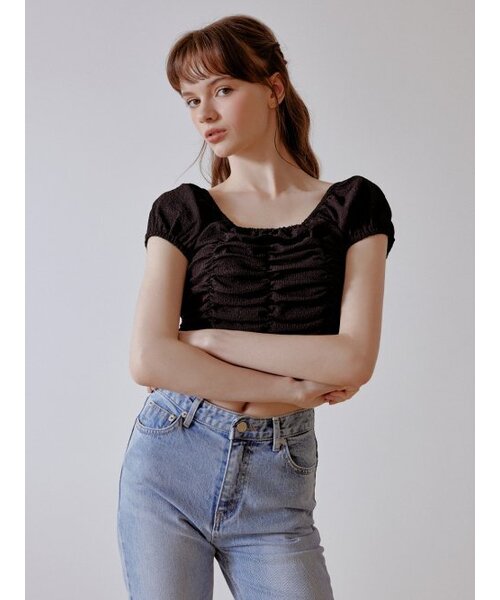 RE_L(リエル)の「Puffy shirring blouse (black)(シャツ/ブラウス・レディース・その他・FREE)」の4枚目の写真