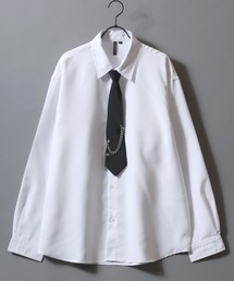 SITRY | Dress Shirt with Tie/2WAY オーバーサイズ ネクタイ付き チェーン付き 長袖シャツ ドレスシャツ(シャツ/ブラウス)