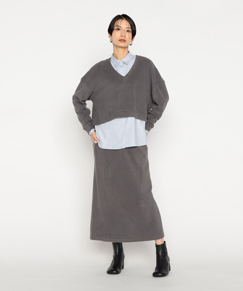 Gabardine K.T（ギャバジンケーティー）の「〔 +サイズ 〕 ニットコール タイトスカート（スカート・レディース・ネイビー・13号）」の12枚目の写真