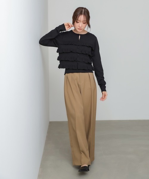Bab(バブ)の「【2点セット】ティアードフリルニットカーデ&2WAYビスチェアンサンブル(カーディガン/ボレロ・レディース・ブラック/パープル/アイボリー・FREE)」の5枚目の写真