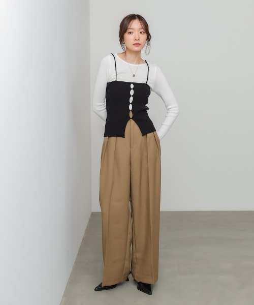 Bab(バブ)の「【2点セット】ティアードフリルニットカーデ&2WAYビスチェアンサンブル(カーディガン/ボレロ・レディース・ブラック/パープル/アイボリー・FREE)」の22枚目の写真