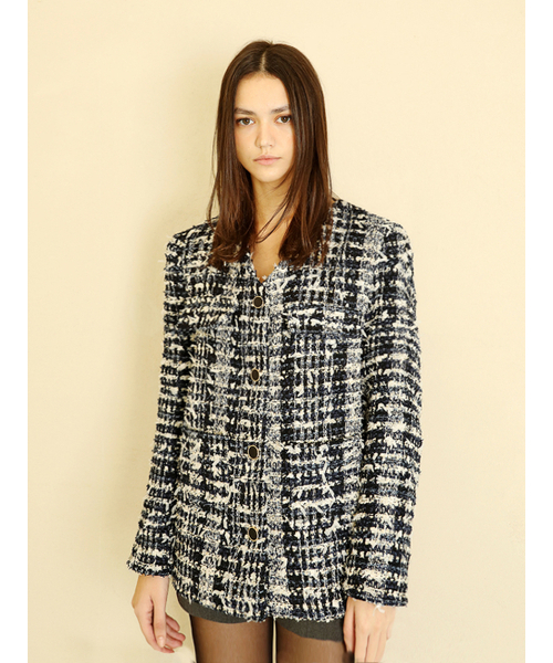DAMAGE MNEMONIC(ダメージニーモニック)の「ピースツイードネイビー ジャケット _ Pieces Tweed Navy JK(その他アウター・レディース・その他・FREE)」の1枚目の写真