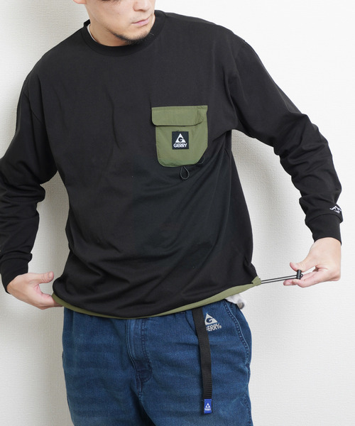 GERRY（ジェリー）の「GERRY ドローコード内蔵　ナイロンポケットTEE（Tシャツ/カットソー・メンズ・ホワイト/ブラック/グレー・MEDIUM/LARGE/X-LARGE）」の5枚目の写真