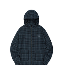 ODD STUDIO（オッドスタジオ）の「フランネルチェックフードジャケット - ネイビー（その他アウター）」