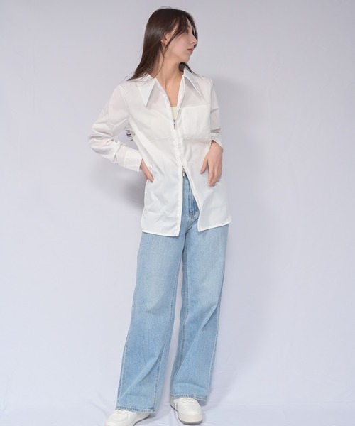 Alite cloth（アリーテクロス）の「ジップシャツ（シャツ/ブラウス・レディース・ホワイト/ブルー・M/L）」の4枚目の写真