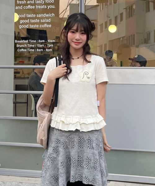 RuNaKi'Hu'（ルナキフ）の「WXT047 フリルレイヤードスクエアネックショートスリーブ (アイボリー)（Tシャツ/カットソー・レディース・その他・1/2）」の7枚目の写真
