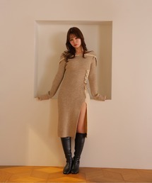 *M DOLLY original* lace up bella knit dress/レースアップベラニットドレス