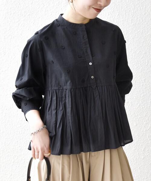 WEB限定】SHIPS any:〈洗濯機可能〉フラワー モチーフ ペプラム