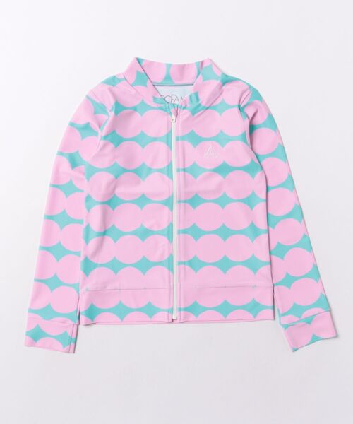 Ocean&Ground(オーシャン&グラウンド)の「【Ocean&Ground】GIRL'SソウガラZIPラッシュガード/UVカット(ラッシュガード・キッズ・パープル/サーモンピンク/マルチ/ドット・140/90/120/110/130/100)」の4枚目の写真